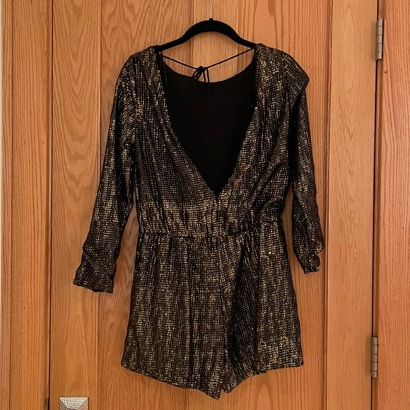 Zara Gold Sequin Romper - NWT Size XS - Picture 4 of 5